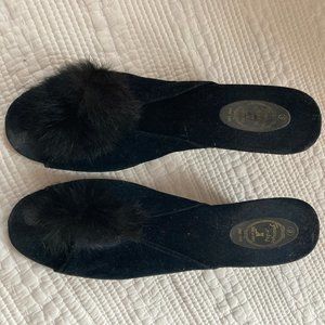 Franque André 30's / 40's wedge feather slipper / flats 9